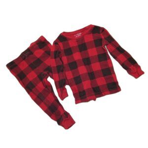 Jingle And Joy Red and Black Checkered Pajama Set Top And Bottom Christmas Plaid